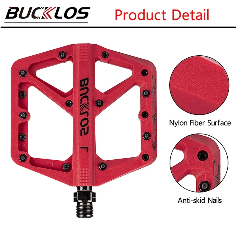 BUCKLOS MTB Bike Pedals Sealed Bearing Mountain Road Bicycle Flat Pedal Platform Ultralight 9 16\'\' Platform Pedals Bicycle Part