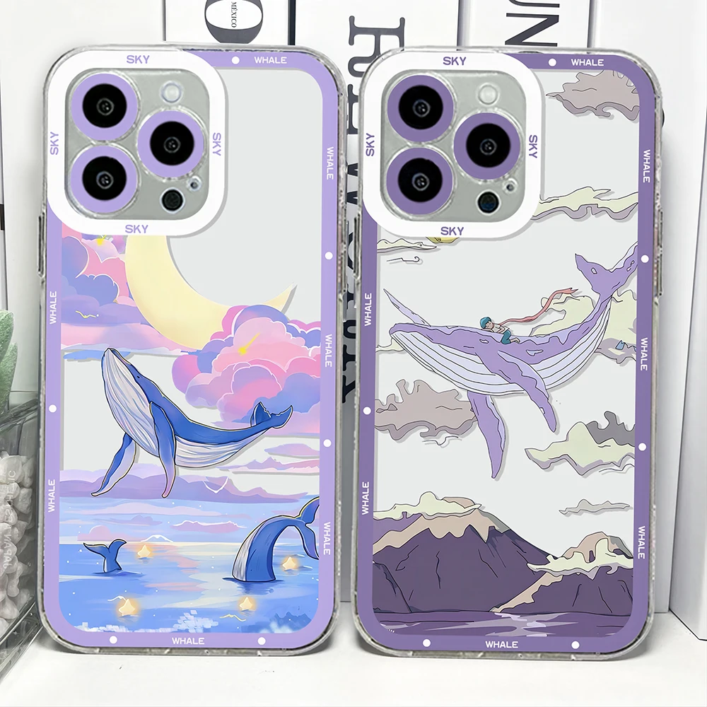 Custodia per telefono Cartoon whale Anime per Samsung S24 S23 S22 S21 S20 S10 FE Note20 Note10 Plus Ultra Lite 5G Cover morbida in silicone