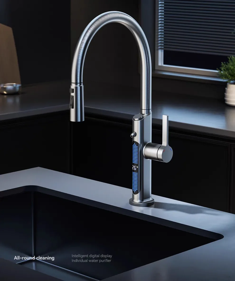 3 in 1 water purification kitchen faucet dishwasher sink sink digital display pull-out faucet rotation