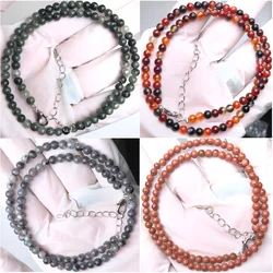 4mm Natural Stone Agate crystal quartz Onyx Round bead Necklaces Women Men Trendy Choker Classic Jewelry Gift Dropshipping 16in