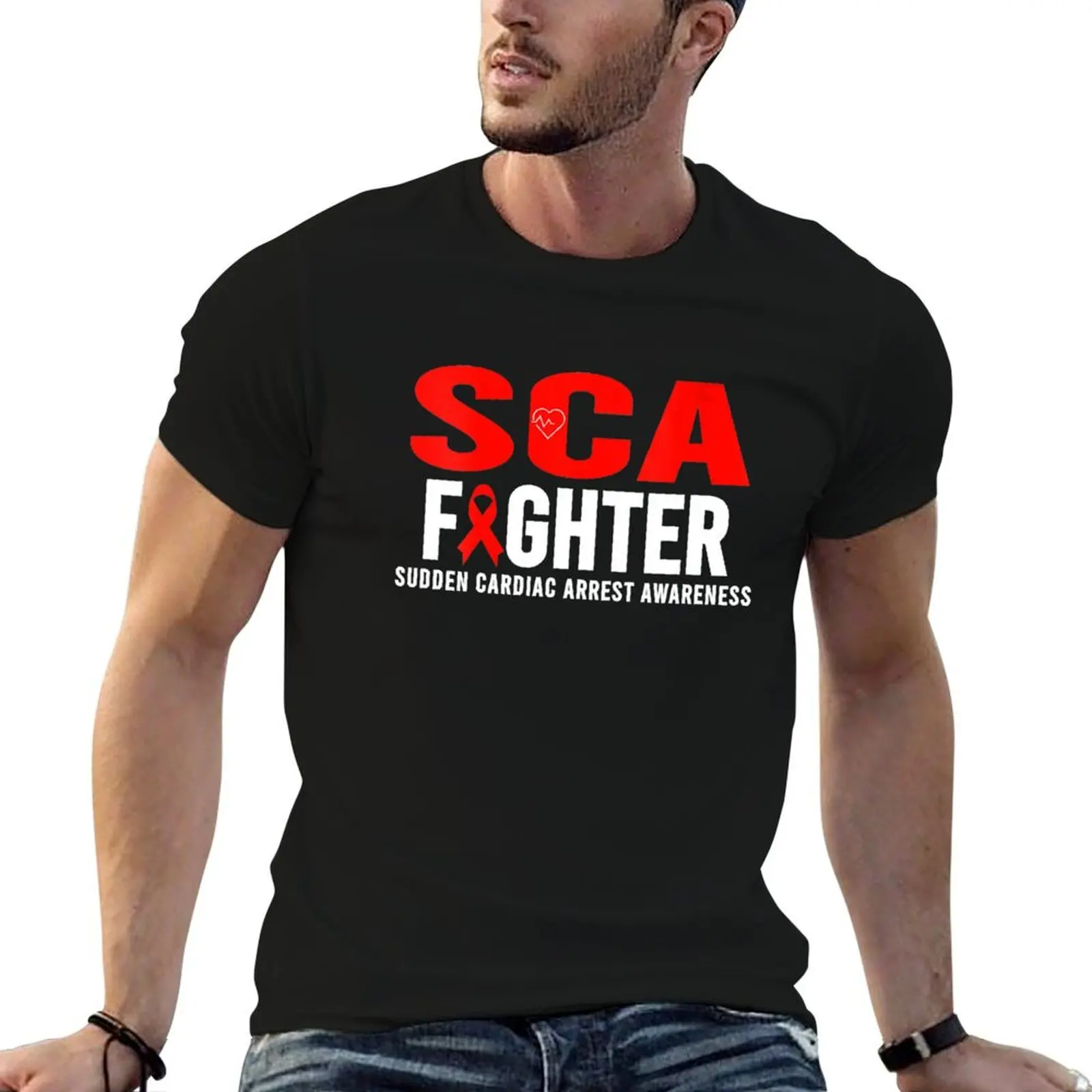 Womens SCA Awareness Fighter - Sudden Cardiac Arrest Awareness T-Shirt Active Wear Sports T-Shirt for Men