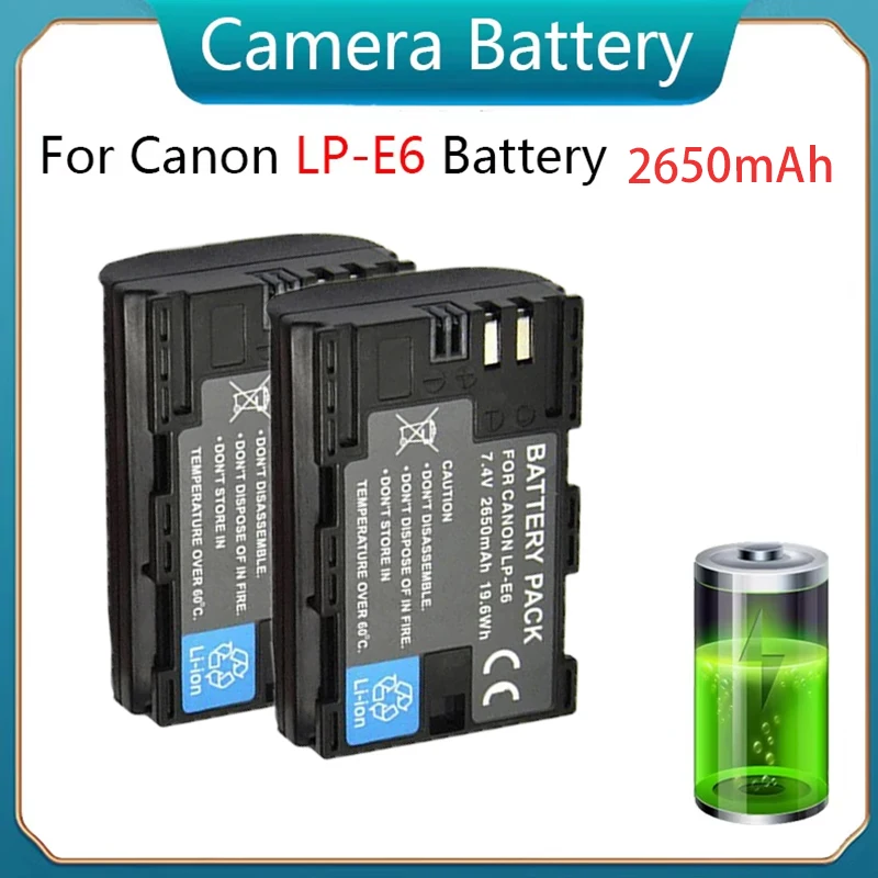 PURFIELD LP-E6 2650mAh LPE6 Battery Set Charger for Canon EOS 5D Mark IV 5D2 5DS R Mark II 2 III 3 6D 60D 60Da 7D 7D2 7DII 70D