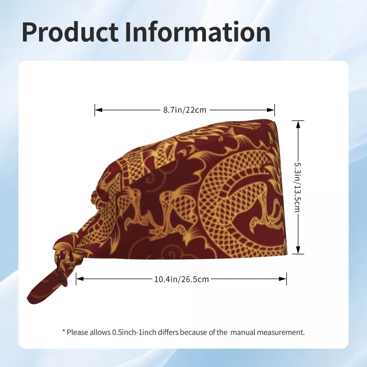Custom Red Japanese Dragon Pattern Working Cap Surgical Hats Women Men Operating Room Cap Operator Hats Lab Works Hat view 5