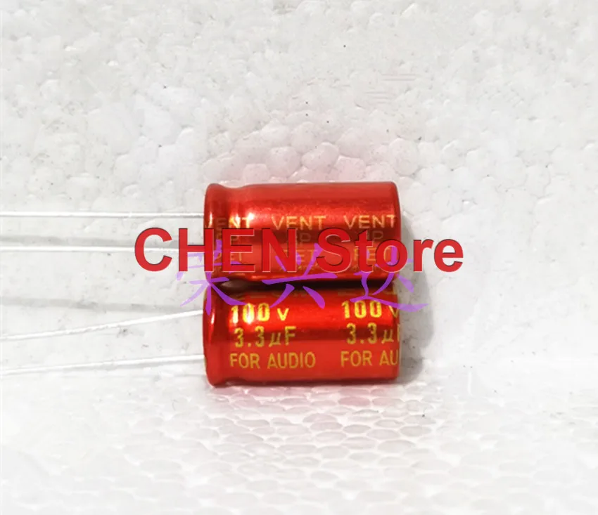 20PCS NEW ELUM BP 100V 3.3UF 3.9UF 10UF 100V3.3UF Red Gold BP Promise High-Frequency Crossover Electrolytic Capacitor 3.3UF100V