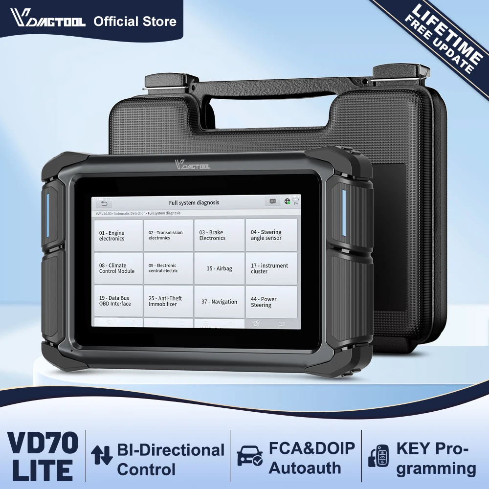 VDIAGTOOL VD70Lite All System Car Diagnostic Tool Lifetime Free Update Bi-Directional OBD2 Scanner 31 Resets FCA & CANFD & DOIP
