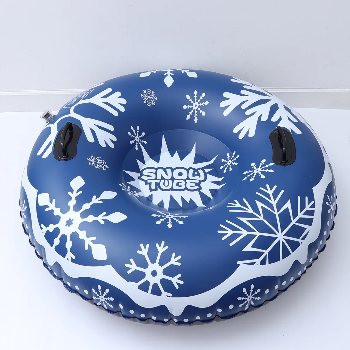 Tubo de nieve inflable azul de 47 pulgadas, trineo de nieve con estampado de copos de nieve de PVC, círculo resistente para esquiar, patinaje y juegos de nieve