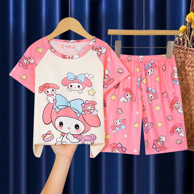 Yugui Dog Cartoon Girls Summer Pajamas Short Sleeved Melody Middle School Boys And Girls Home Clothing Set