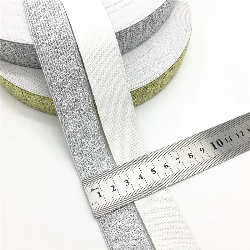 Gold Silver Nylon Elastic Bands  High Quality 25mm 40mm Width Elastic Band For Garment Trousers Sewing DIY Accessories 1meter