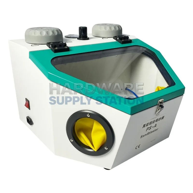 

Pre brush dual brush drysandblastingmachinePS-A sandblasting machine for gold, silver and copper jewelry, matte effect treatment