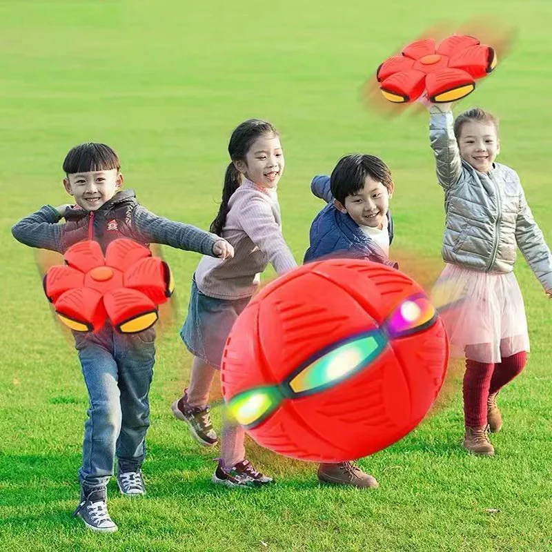 LED Fly Ball Outdoor Multiple Toy Colour Flat Throw Disc Ball Decompression Flying Flat Throw Disc Balls Toy for Childrens