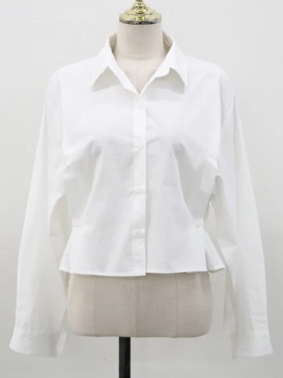 

Blue Chic Women's irt Waist-Cinching Korean Sle Long Sve Polyester Fiber Faionable Top for Young Women