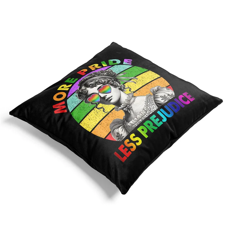Aertemisi More Pride Less Prejudice Pride Month LGBTQ Square Throw Pillow Cushion Covers Cases Pillowcases 45cm x 45cm