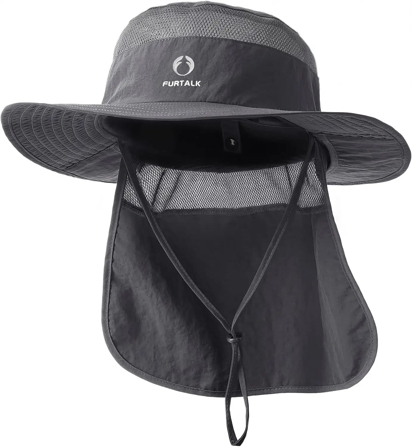 

UPF 80+ Sun Hat with Neck Flap for Men Women, Breathable Wide Brim Hiking Safari Summer Bucket Hat
