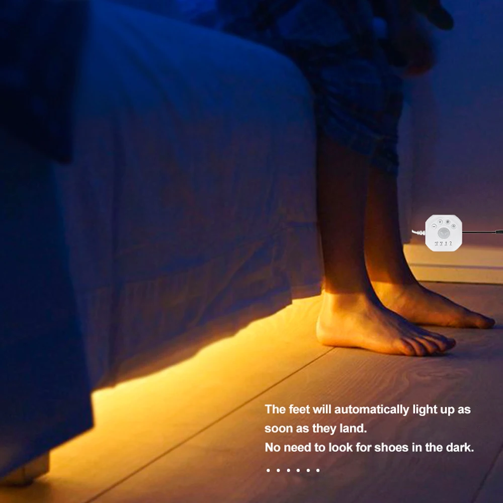 USB PIR Motion Sensor 5V COB LED Strip 1m 2m 3m 4m 5m Warm Natural White Dimmable TV Tape Night Light Room Decor Remote Control