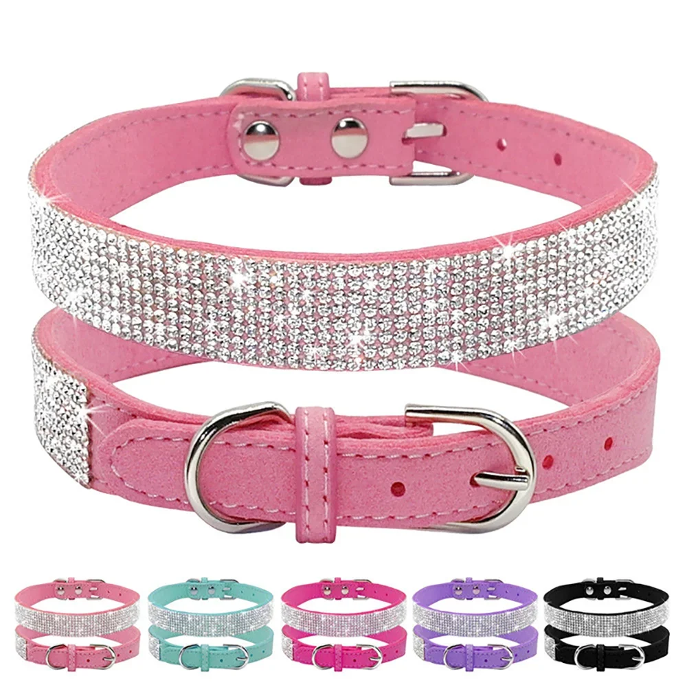 Obroża dla psa Crystal Glitter Rhinestone Pet Collars Zinc Alloy Buckle Collar For Small Medium Dogs Cats Chihuahua Pug Dog Collar