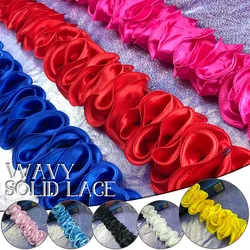 Cinta plisada con borde de encaje y volantes de 5 yardas, accesorios de costura de tela de encaje de 10cm de ancho para sombreros DIY, vestido de muñeca, manualidades de ropa