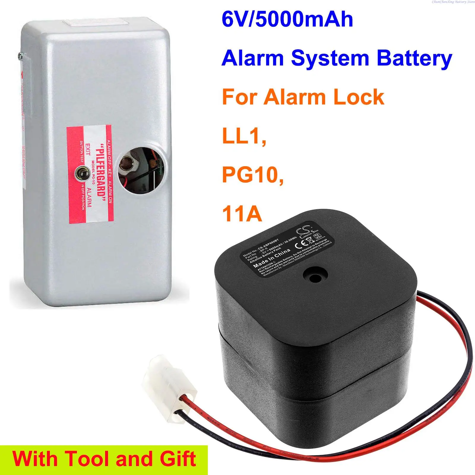 

5000mAh Alarm System Battery BP-6 for Alarm Lock LL1, PG10, 11A