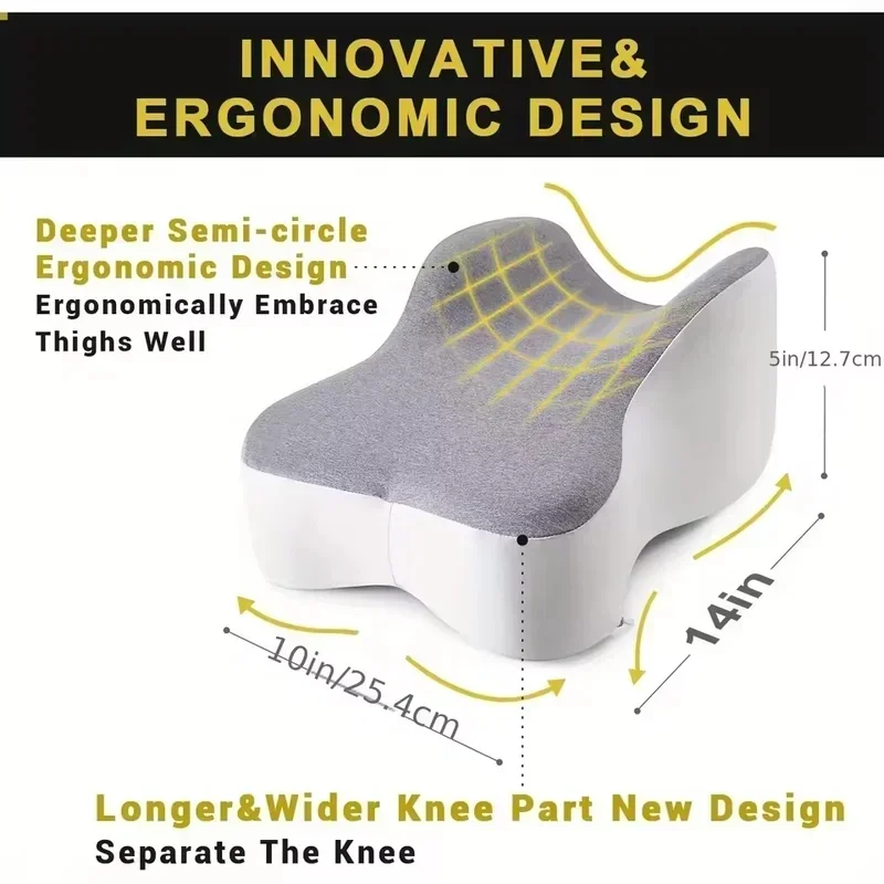 Memory Foam Leg & Knee Pillow For Side Sleeping Between Legs Cushion Relieve Sciatica Back Hip Joint Discomfort