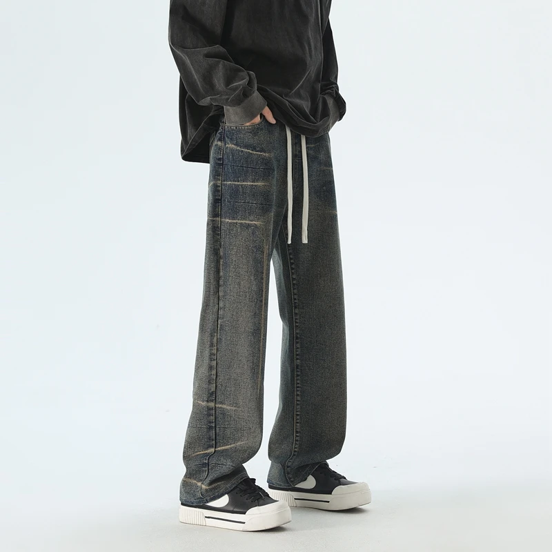 

Jeans for Men New Style Summer Thin Loose Straight Tube Trendy Brand Wide-leg Denim Trousers American Retro Fashion High Street