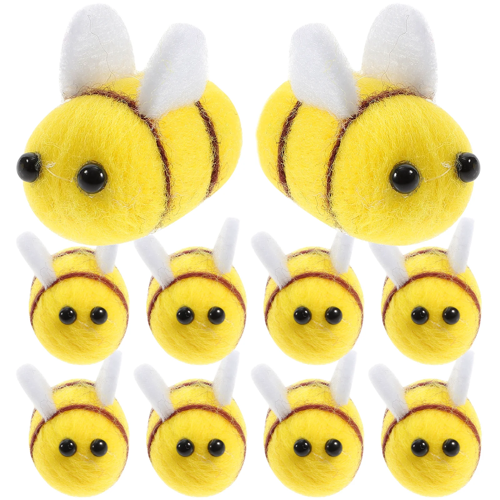 

12PCS Wool Felt Bee Ornament for Crafts Decor Mini Fuzzy Applique Animal Supplies Clothes DIY Hair Accessories