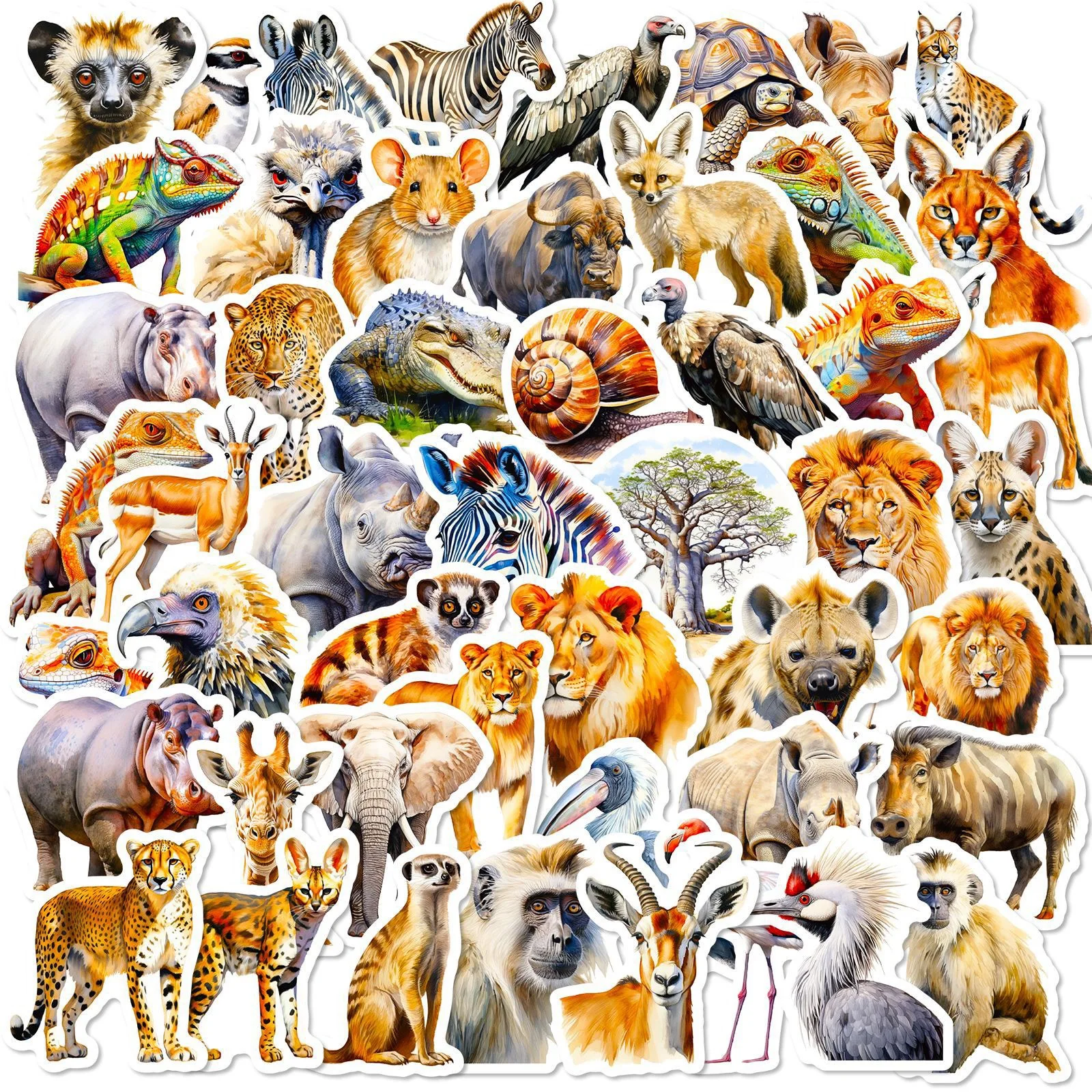 10/50pcs Jungle Zoo Wild Animal Stickers Aesthetic DIY Stationery Notebook Water Bottle Laptop Luggage Skateboard Sticker Toy