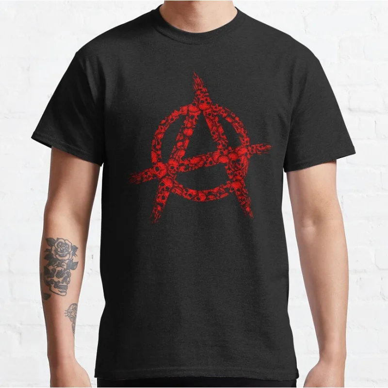 

Red Anarchist Symbol From Skulls Gift t shirt Anarchy Symbol Graphic clothes All size Tops 100% cotton print tee S-6XL