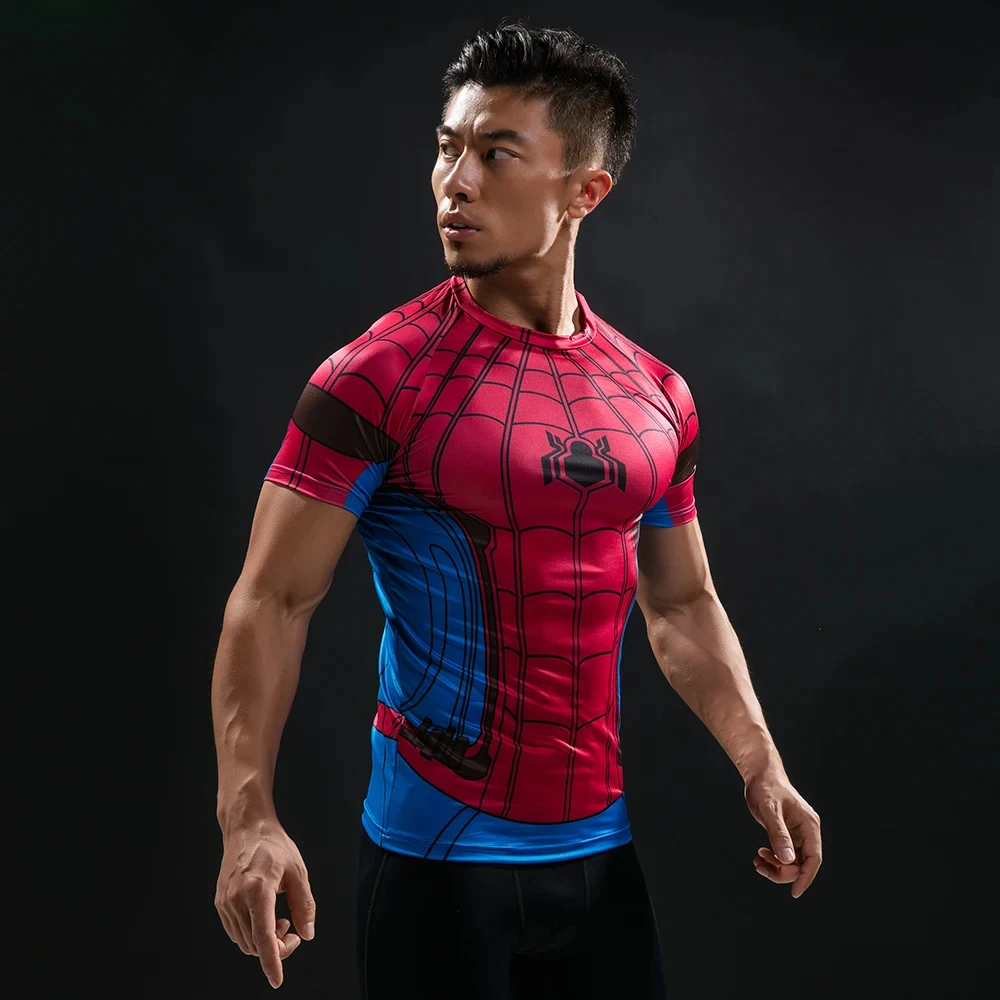 Summer Men T Shirt Superhero Spiderman Fashion Compression Comics Cosplay Costume T-Shirt Men Tops Tees Bodybuilding Clothing