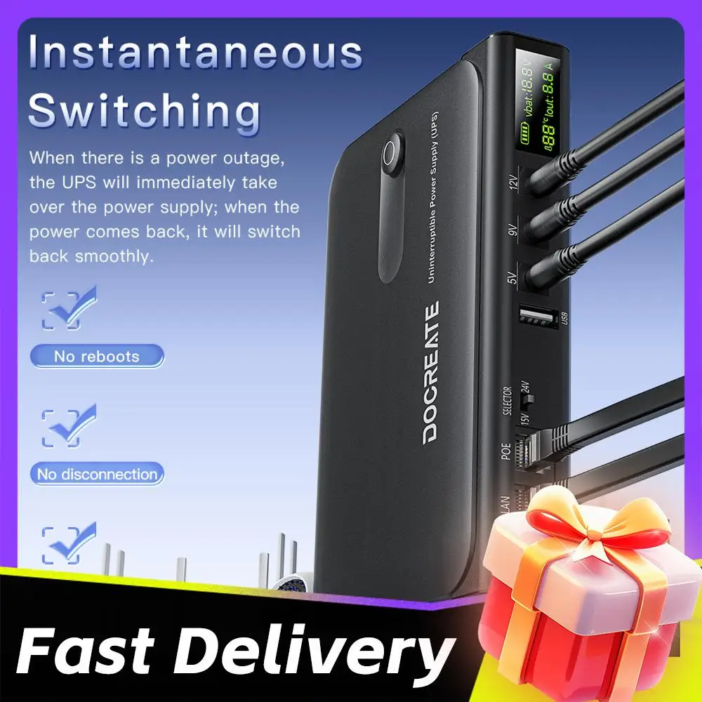 UPS مصدر طاقة غير منقطع مع بطارية قابلة للاستبدال عالية الطاقة بقدرة 36 وات وشاشة LED متعددة الواجهة ومفتاح سلس فوري #3