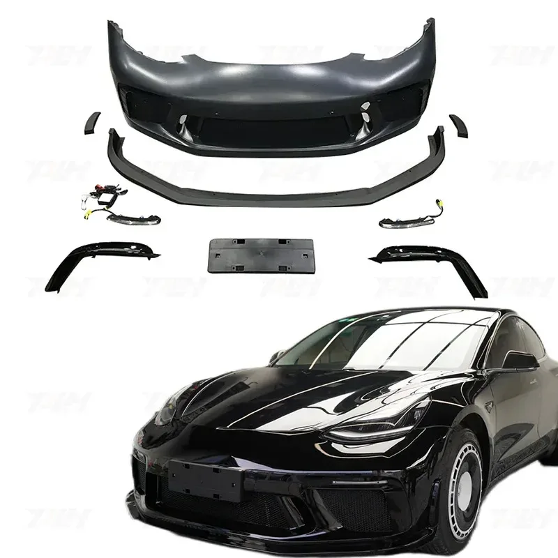 

Car Accessories Model3 Outside Body Kit Bodykit LED Light PP Auto Upgrade Front Car Bumper For Model 3
