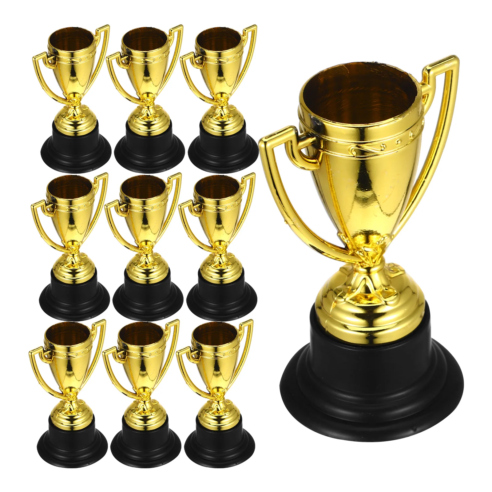 12pcs Golden Mini Award Trophy Plastic Reward Prizes Decor Kindergarten Kids Gift Awards Trophy with Black Base for Competition