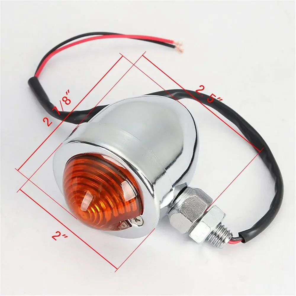 Universal Retro Motorcycle Blinkers Chopper Cafe Racer Motorbike Turn Signal Lights Scooters Metal Indicator 12V Chrome Color