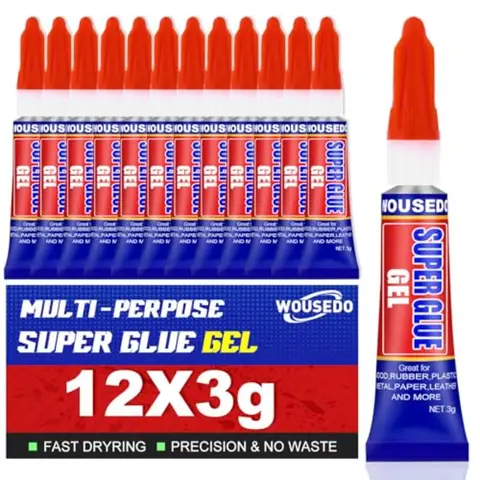 12 x 3g Super Glue, Fast Strong Adhesive, Strong Cyanoacrylate CA Glue for Plastic, Metal, Ceramic, Leather, Wood, DIY Crafts a