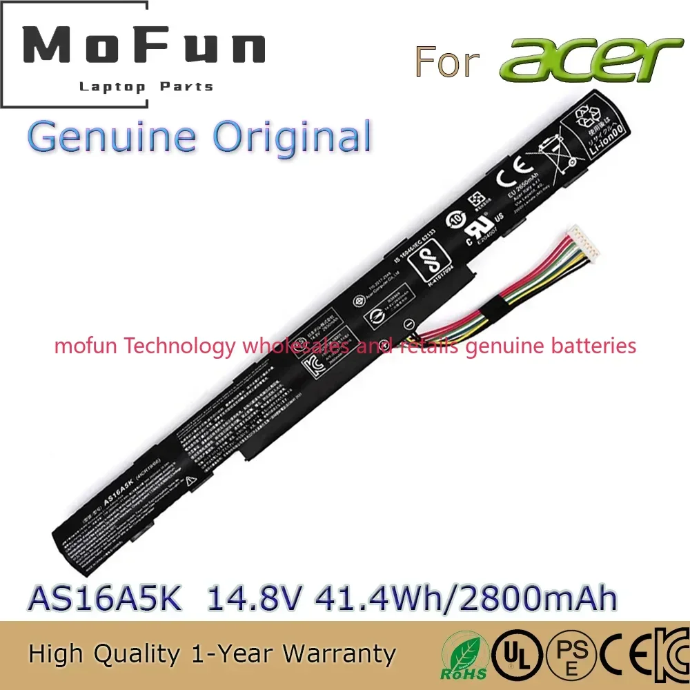 

AS16A5K AS16A7K AS16A8K Оригинальный аккумулятор для ноутбука 14,8 В 41,4 Втч для Acer E5-475G 523G 553G 575G 774G
