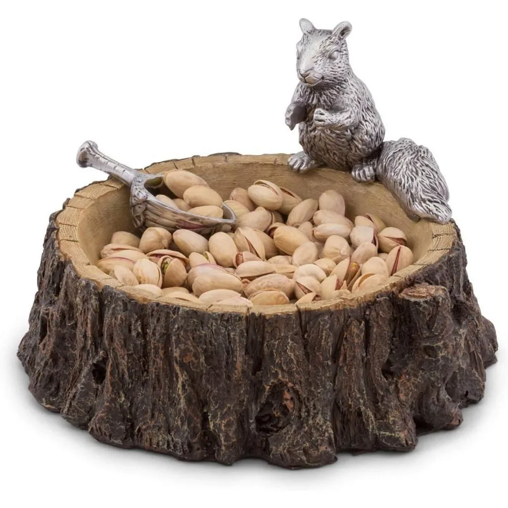 

Aluminum Standing Squirrel on Log Nut/Candy/Snack Bowl Dish
