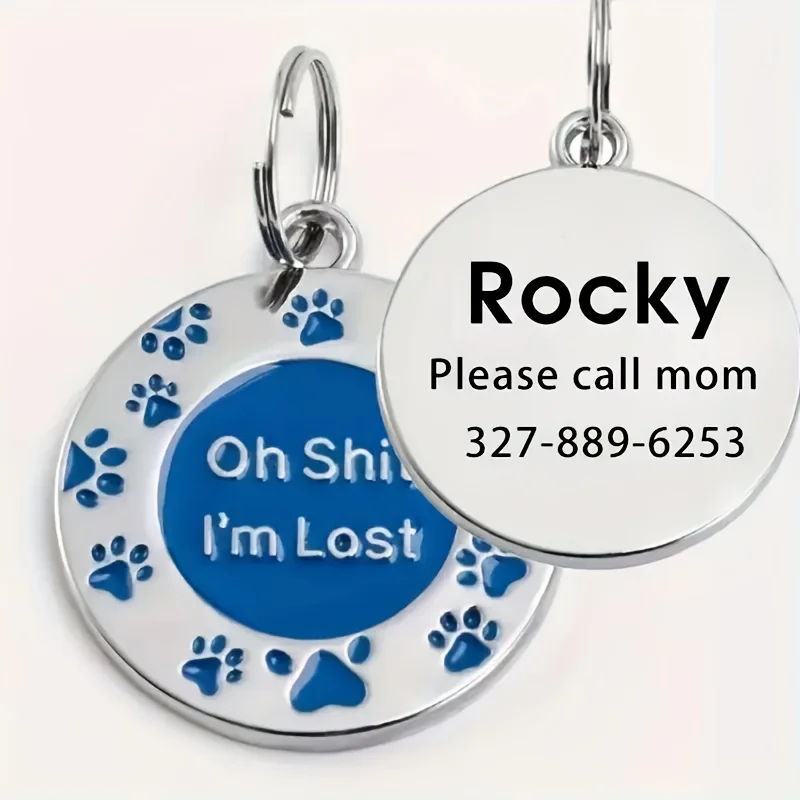 

1Pc【Personalized Customization】Anti-Lost Laser-Engraved Identification Tag, Zinc Alloy Pet Collar Dog Tag, Customized Name and Phone Number, Used as Pet Label Name Tag