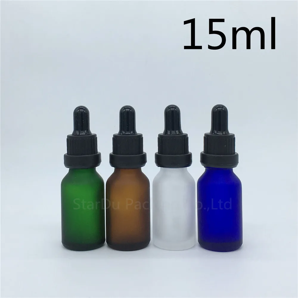 Travel Bottle 15ml Amber Green Blue Transparent Frosted Glass Essential Oil bottle,15cc Tamper Evident Dropper Bottle 200pcs/lot