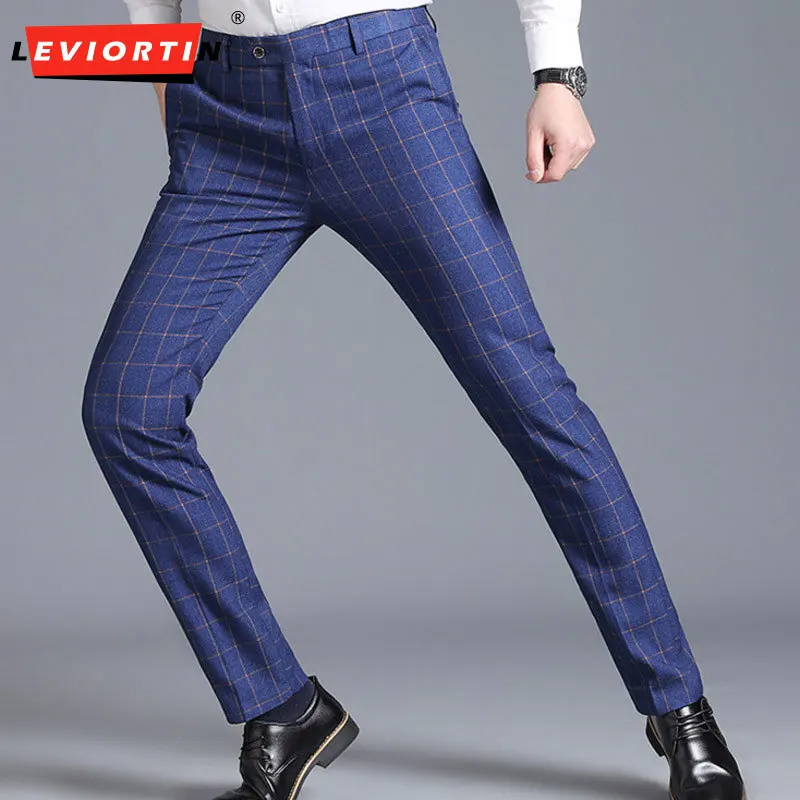 2023 Spring and Autumn Classic Plaid Suit Pants Formal Business Office Wedding Social Party Pants Holmes Street Apparel 38-29