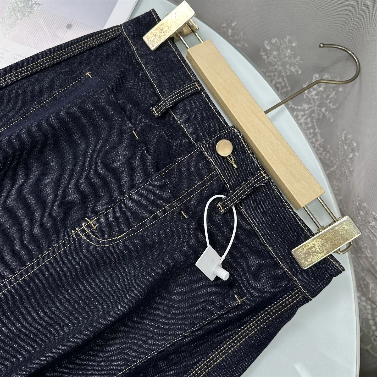 Fashionable High Waist Midi Denim Skirt Women's Spring Cotton A-Line Skirt Slimming Effect Quick Transformation Waist Slim