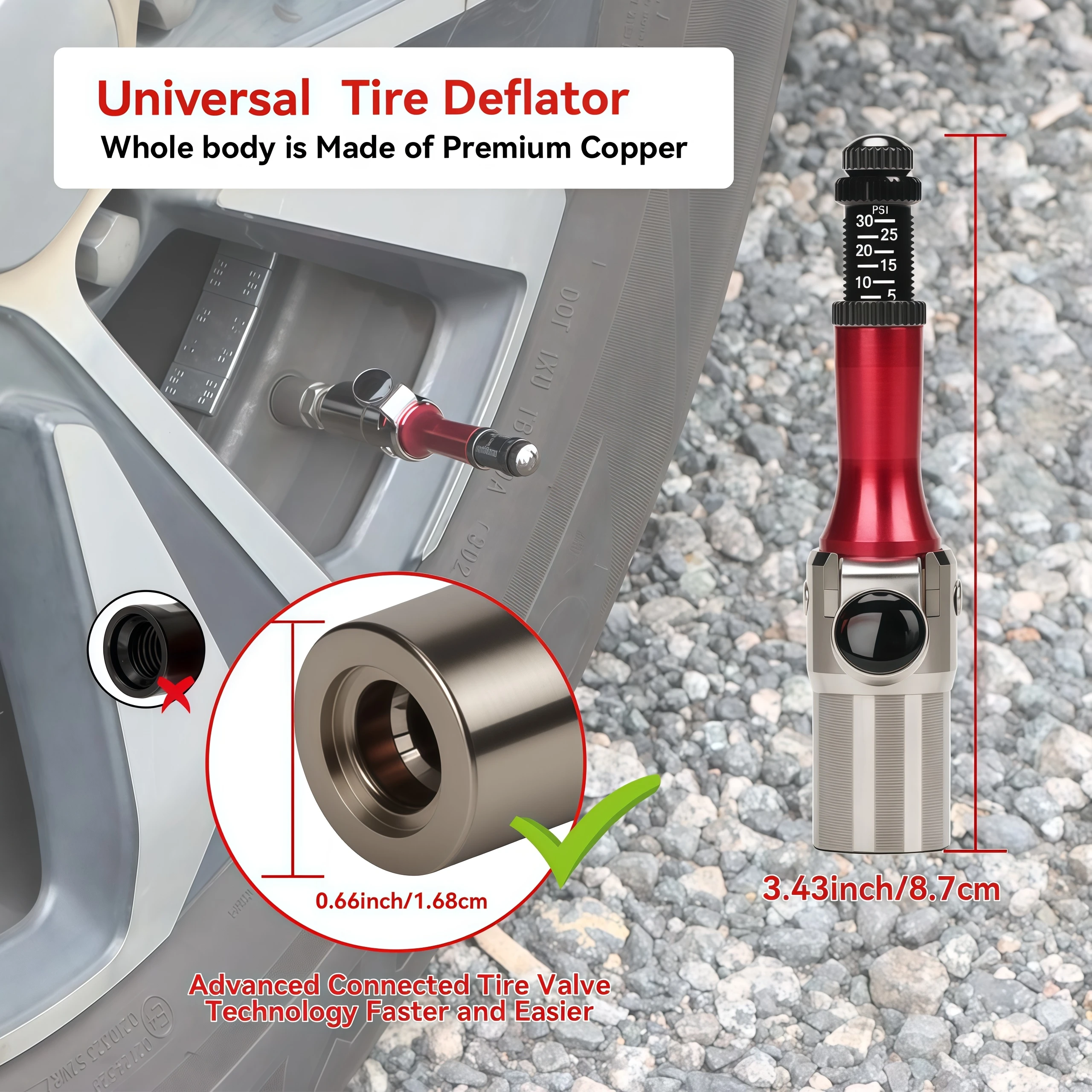 High Precision Desert Off-road Valve Core Inflates Lock-on Flexible Female Thread Brass Body Tire Air Chuck Desert Tyre Deflator
