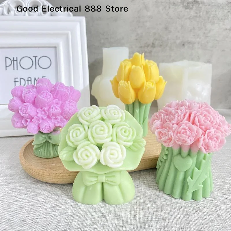

【GE】подарок на день Святого Валентина, букет тюльпанов, силиконовая форма, сделай сам, цветы, ароматические формы для свечей, принадлежности для изготовления мыльных свечей ручной работы