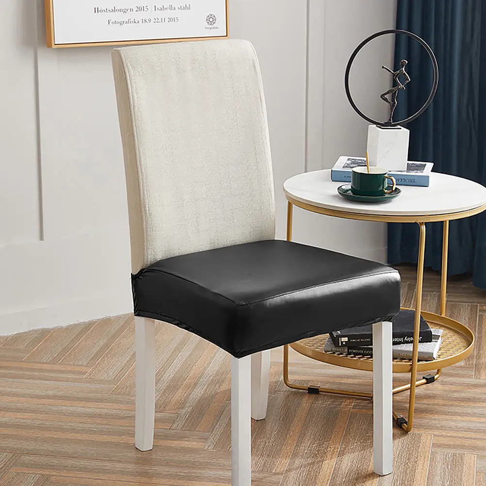 

Waterproof PU Chair Cover Seat Protective Cover Elastic Fit Home Banquet Chair Slipcover Easy Clean
