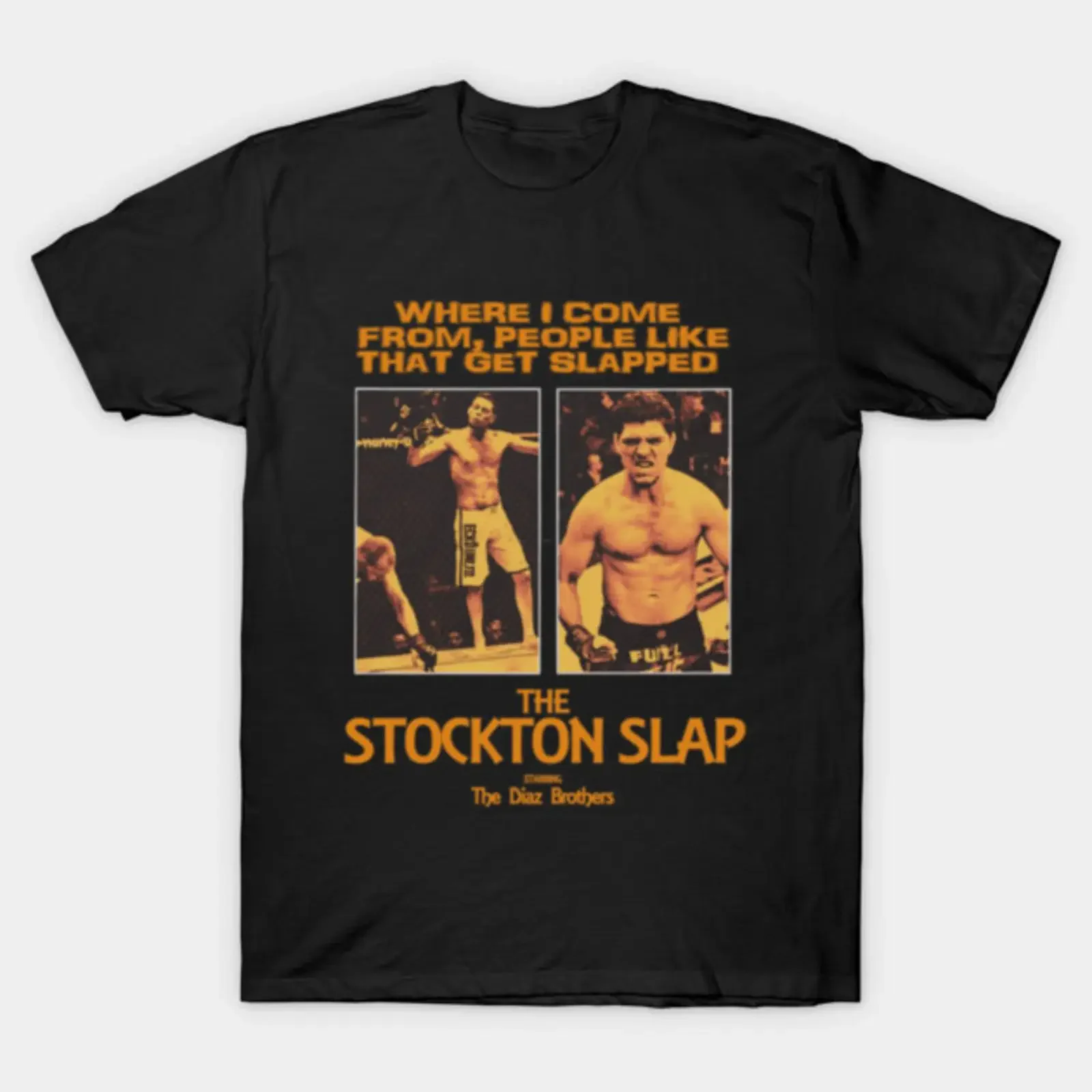 Футболка Nick Diaz And Nate The Stockton Slap в винтажном стиле, с эффектом потертости, удобная, эластичная, стильная, с графическим принтом, универсальная, для уличной моды, слегка состаренная.