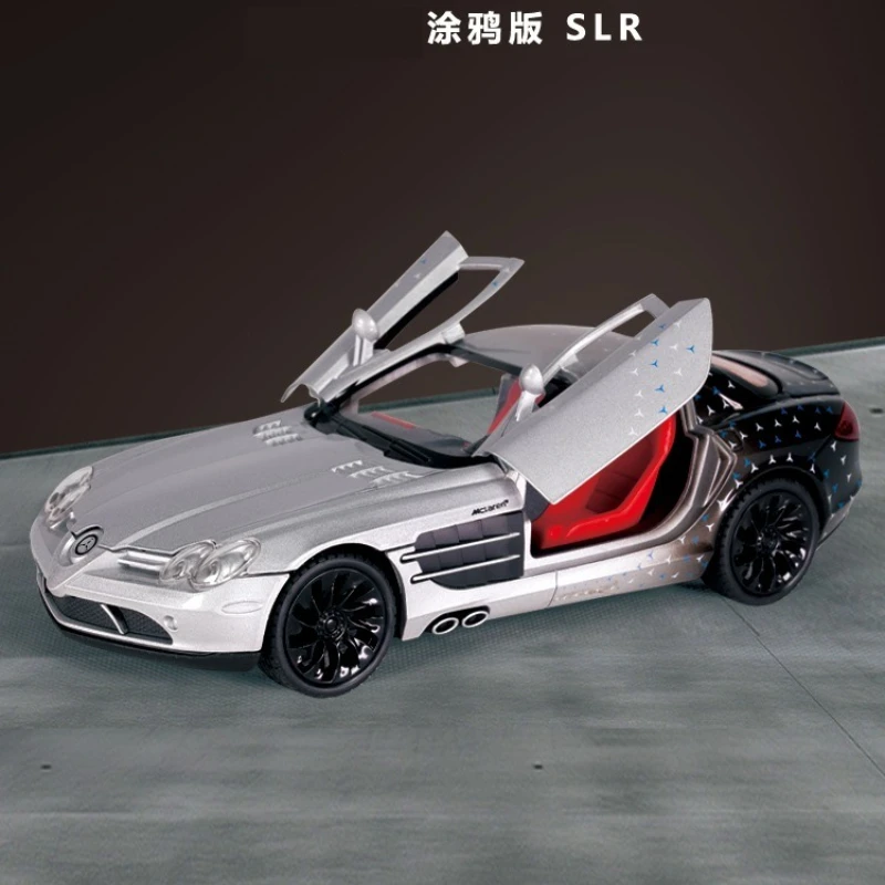 NewAo 1:24 SLR simulation alloy sports car model with sound and light feedback children's toy car collection ornaments and gifts