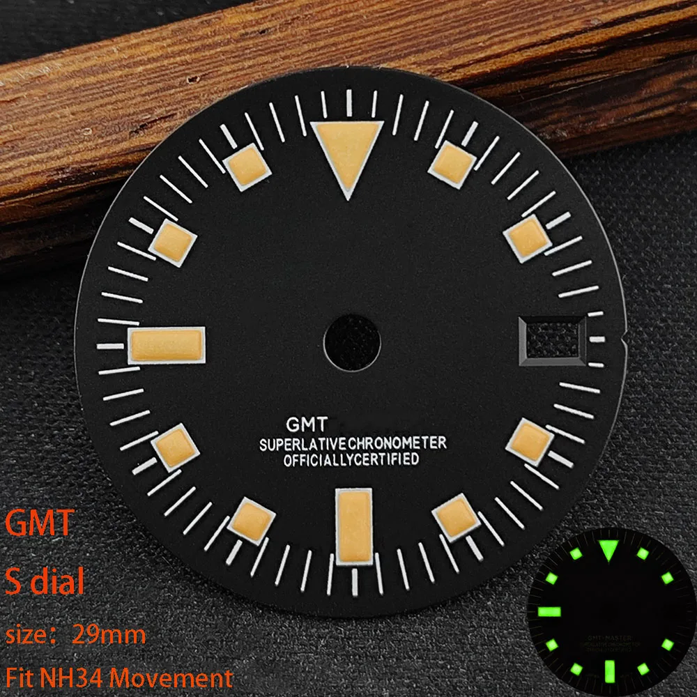 29.0mm NH34 dial S dial green luminous suitable for NH34 movements watch accessories repair tool