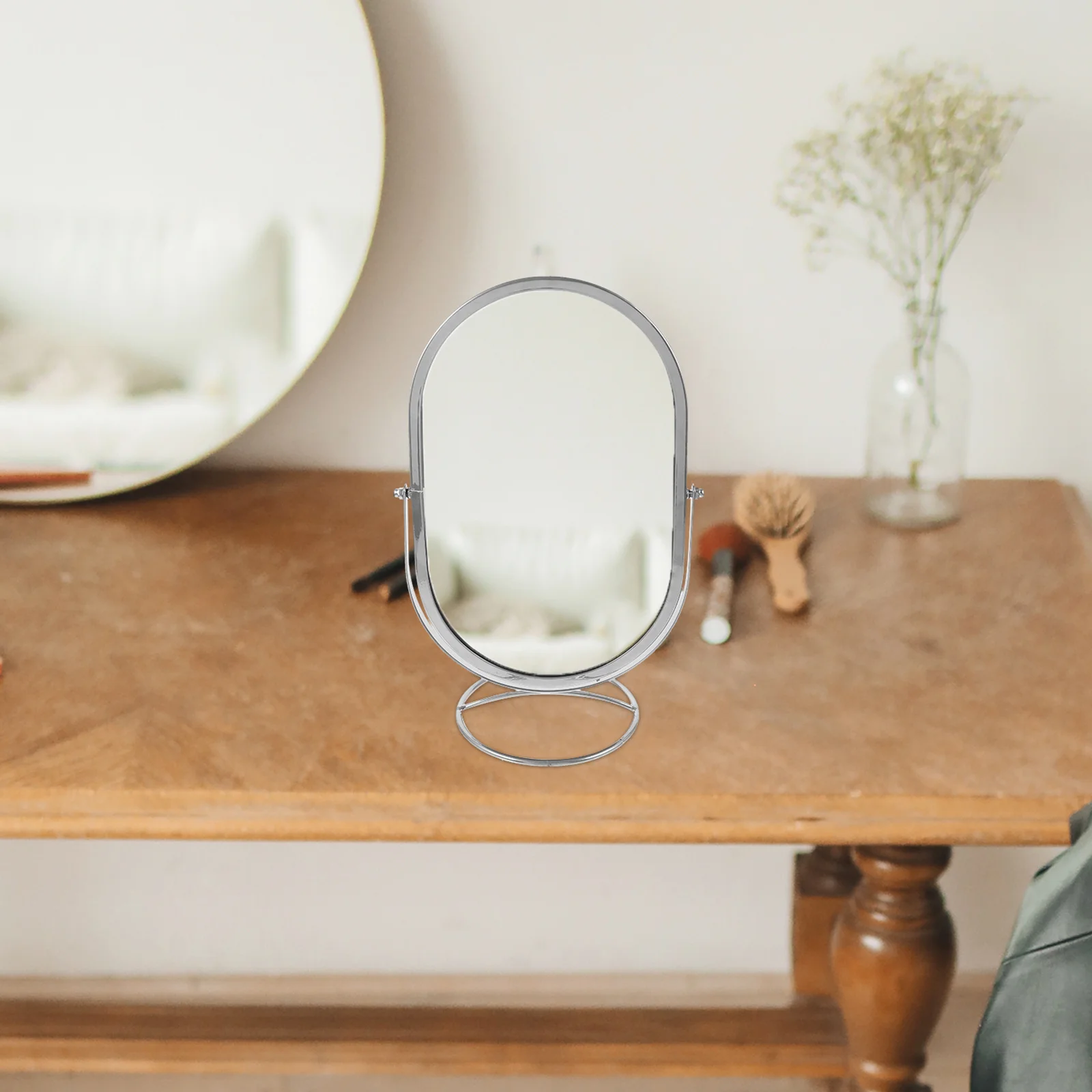Miroir rotatif de table de forme ovale, vanité de maquillage pour bureau, chambre à coucher, commode, miroir de bureau clair, anniversaire parfait