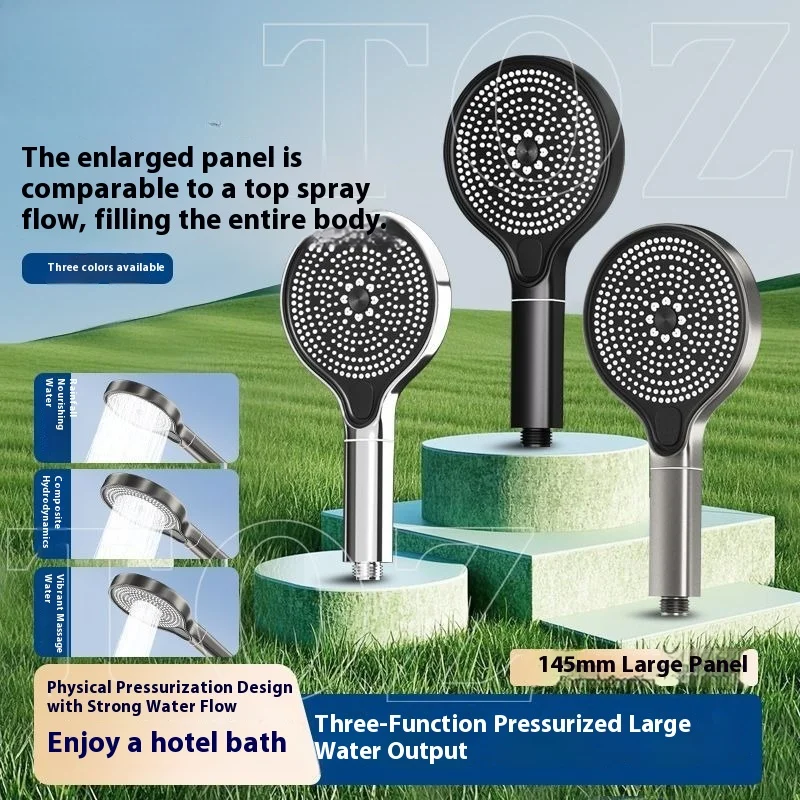 

High-Pressure Oversized Panel Shower Head - Large Water Volume Air-Injection, Home Bathroom Use