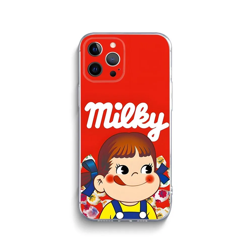 F-Fujiya Milky Peko Chan Phone Case For iPhone 15,14,13,12,11 Plus,Pro,Max,XR,XS,X,7,8 Plus,SE,Mini Transparent Silicone Soft