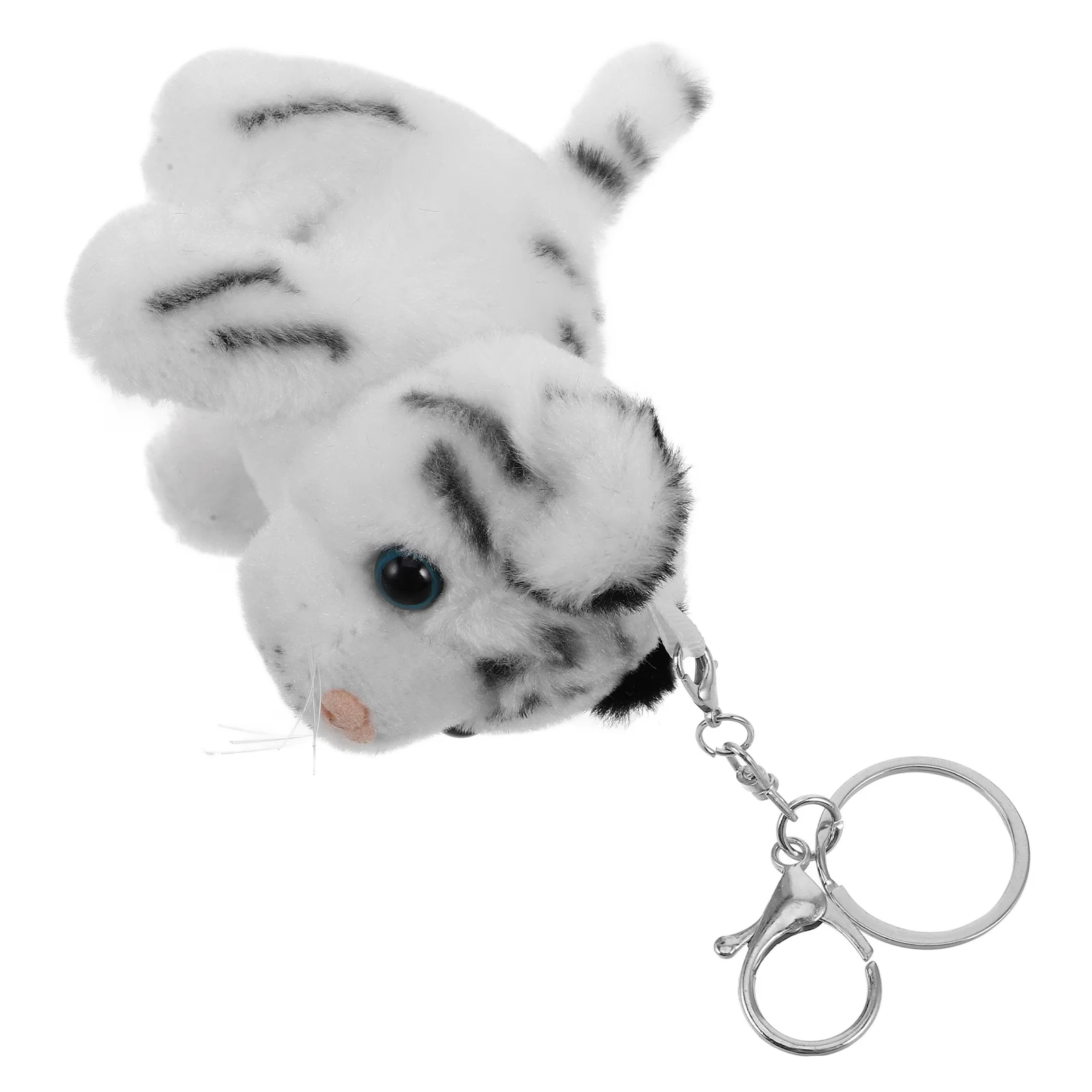 Animal Keychain Mini Stuffed Tiger Fluffy Pendant Furry Purse Pendants Shackle Holder Cute Plush Animals for Girls Dolls Kids