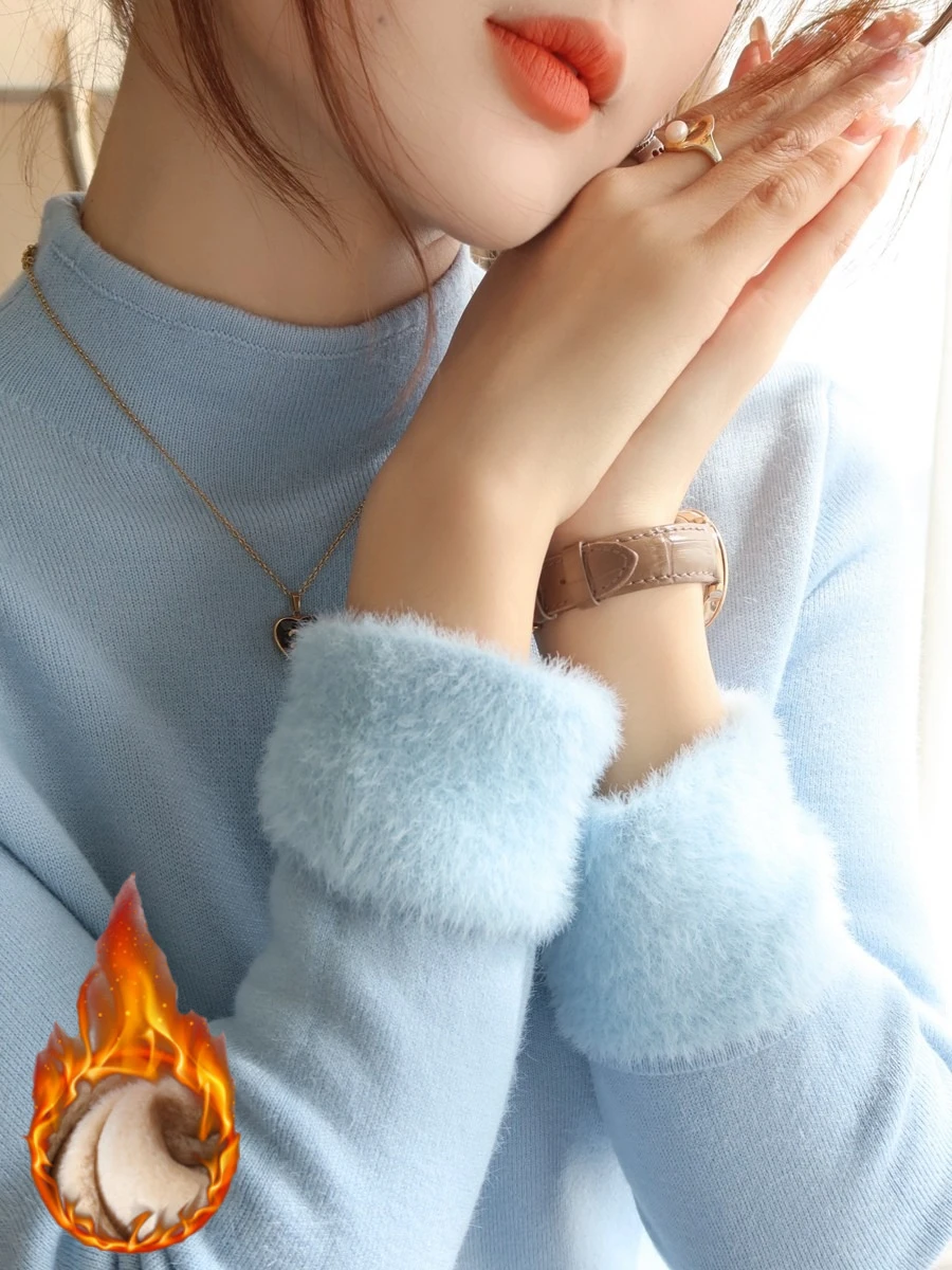 2025 koreanischen Stil Grundlegende Vielseitige Tops frauen Gestrickte Verdickt Pullover Neue Herbst Winter Feste Warme Pullover