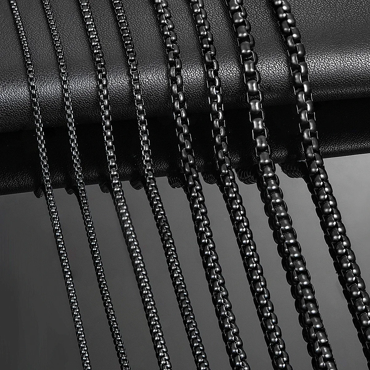 2mm/3mm/4mm/5mm Black Box Link Chain Necklace Classic Curb Stainless Steel Jewelry For Men Women Fashion Accessories